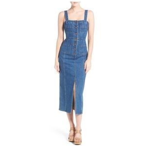 Madewell Denim Button Down Midi Dress Overall
